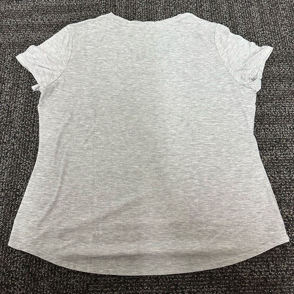 Time And Tru t-shirt Women L 12/14 gray Tee embellished Floral short sleeve - Picture 6 of 11